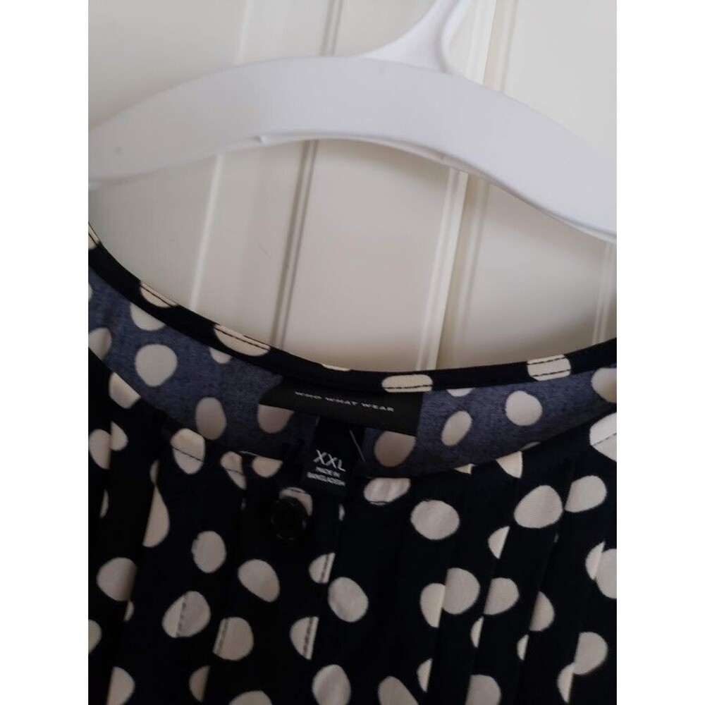 Who What Wear Pleated Mini Dress - Black Polka Dot - Womens XXL - NEW - Picture 7 of 7